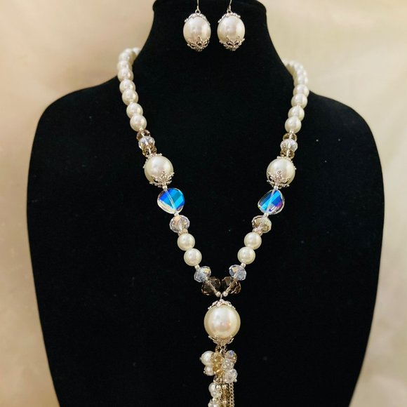 💖 Large fashion Bobble Pearls Necklace and Matching Earrings /NS62 - Picture 1 of 5